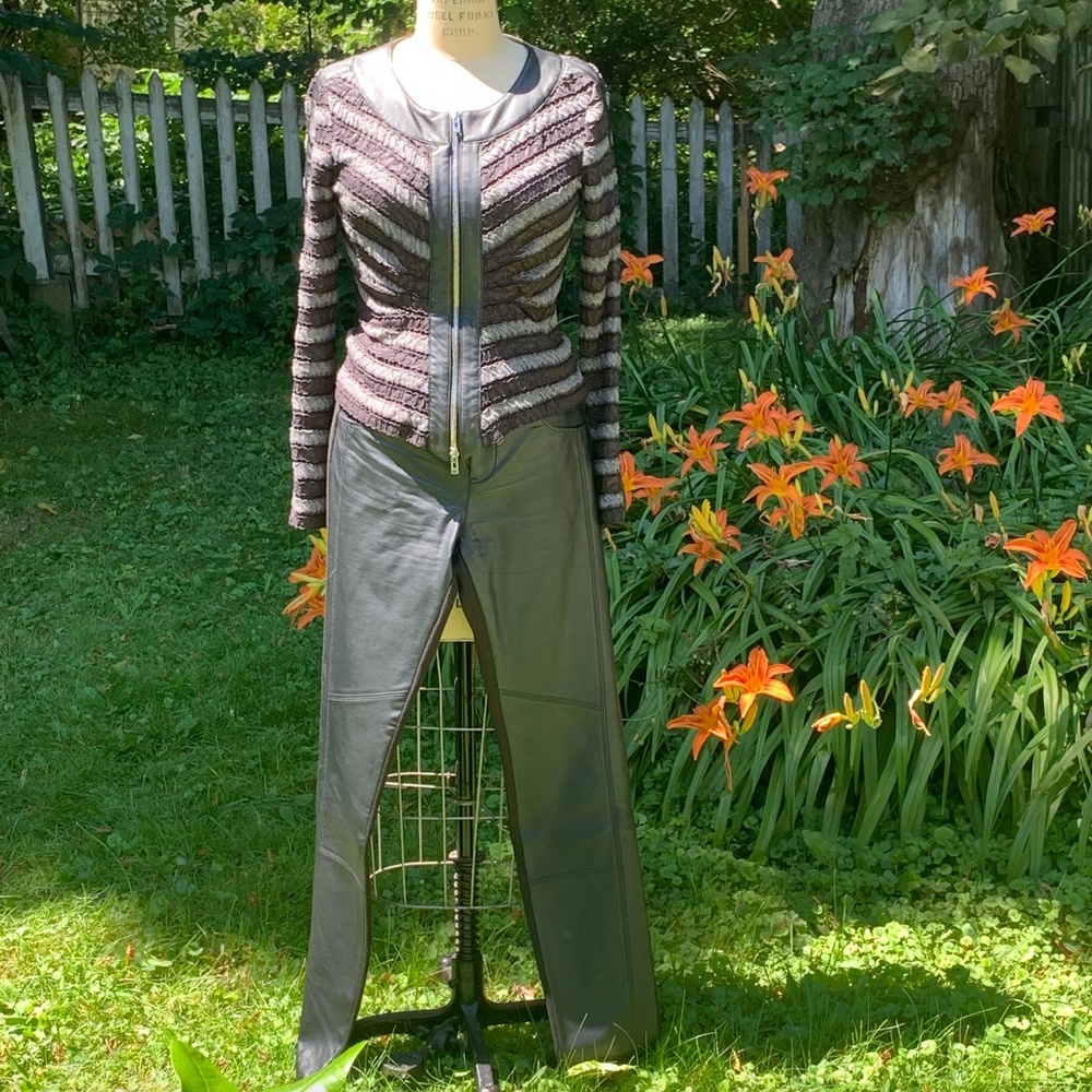 💗 HOST PICK 💗  Joseph Ribkoff Faux Leather and Grey/Black Stretchy Jacket